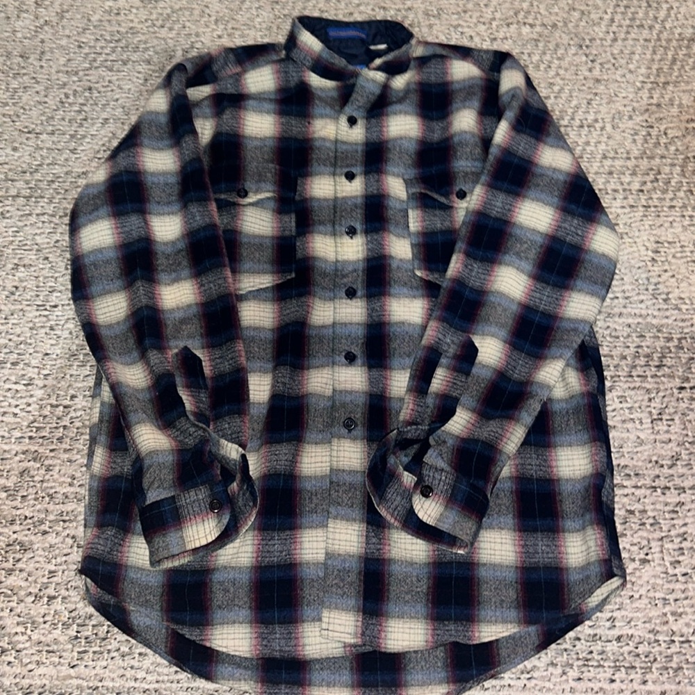 Vintage Pendleton Wool Plaid Button Shirt Country Traditionals Medium long